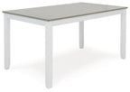 Table à manger et chaises Stonehollow blanc/gris avec banc (ensemble de 6)