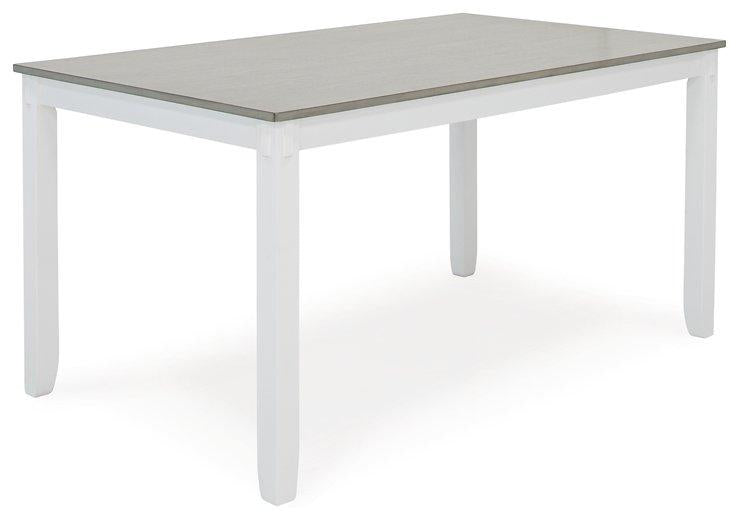 Table à manger et chaises Stonehollow blanc/gris avec banc (ensemble de 6)