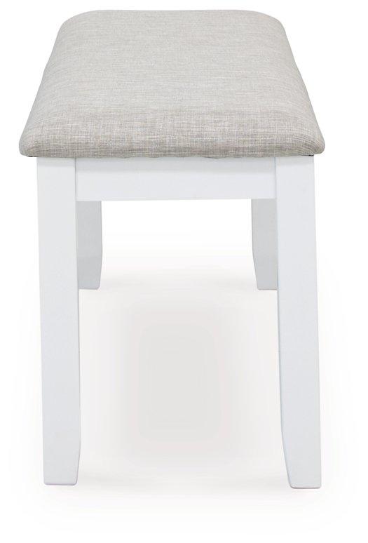 Table à manger et chaises Stonehollow blanc/gris avec banc (ensemble de 6)