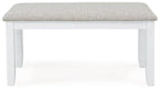 Table à manger et chaises Stonehollow blanc/gris avec banc (ensemble de 6)