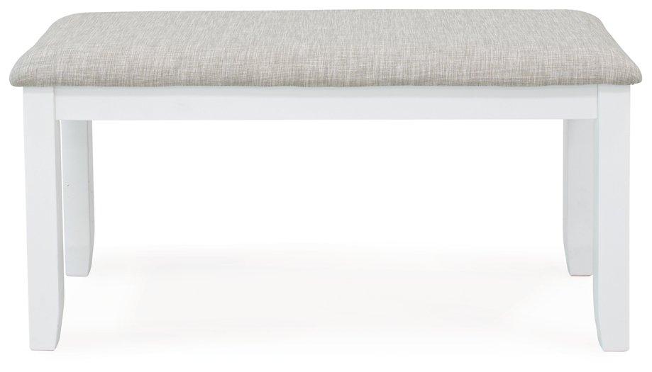 Table à manger et chaises Stonehollow blanc/gris avec banc (ensemble de 6)