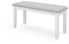 Table à manger et chaises Stonehollow blanc/gris avec banc (ensemble de 6)