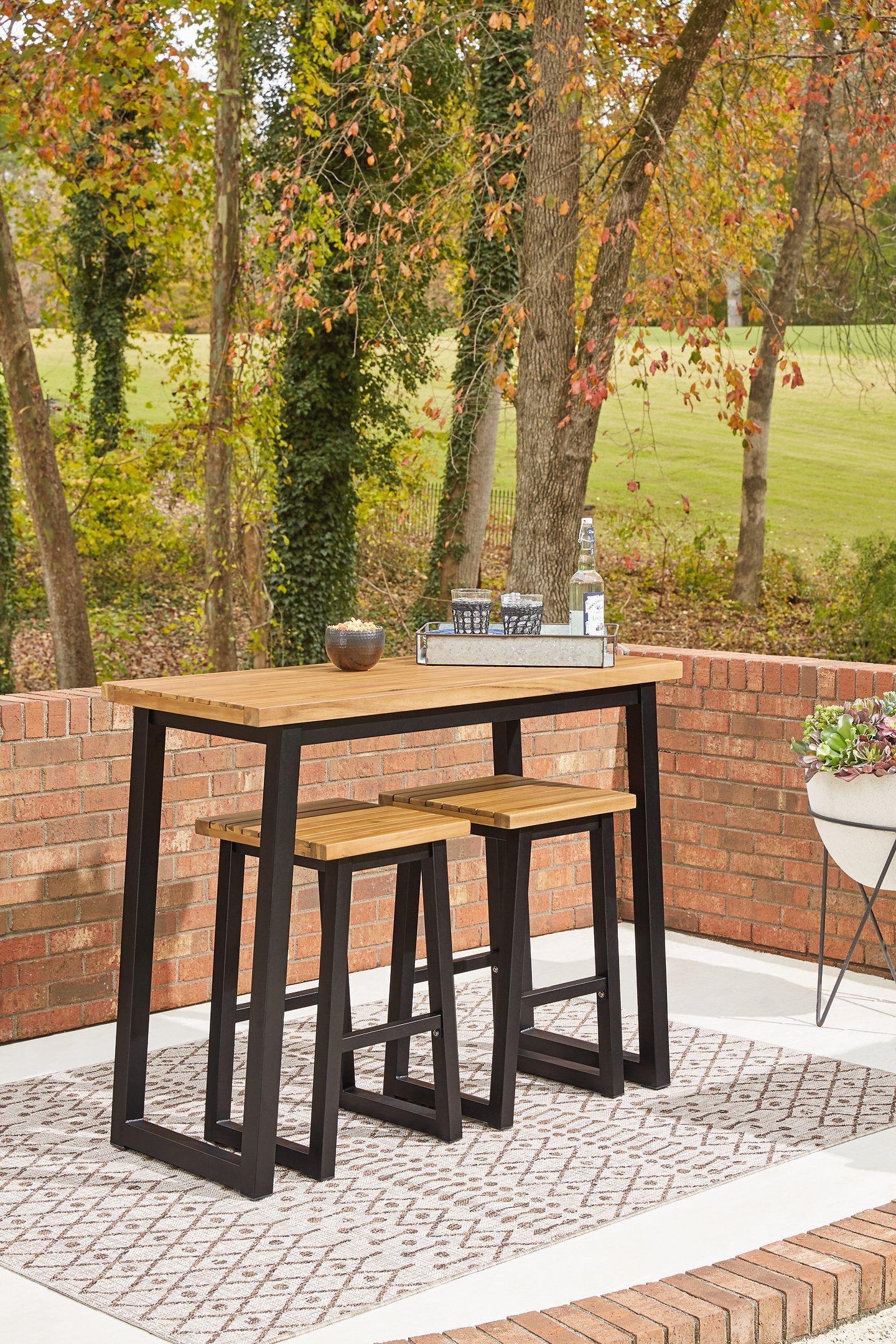 Ensemble de 3 tables de bar d'extérieur marron/noir Town Wood