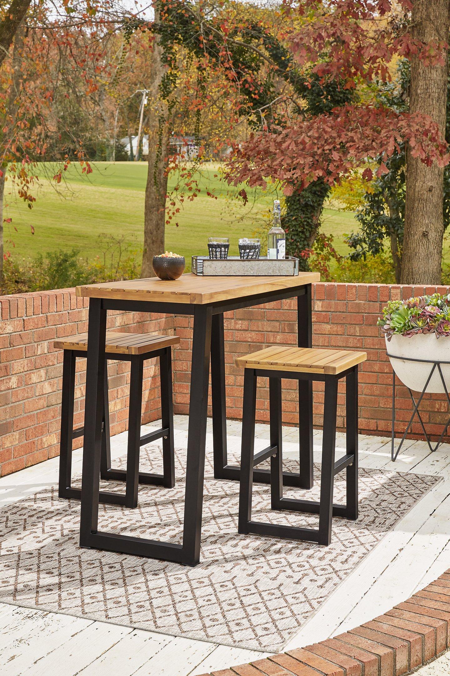 Ensemble de 3 tables de bar d'extérieur marron/noir Town Wood