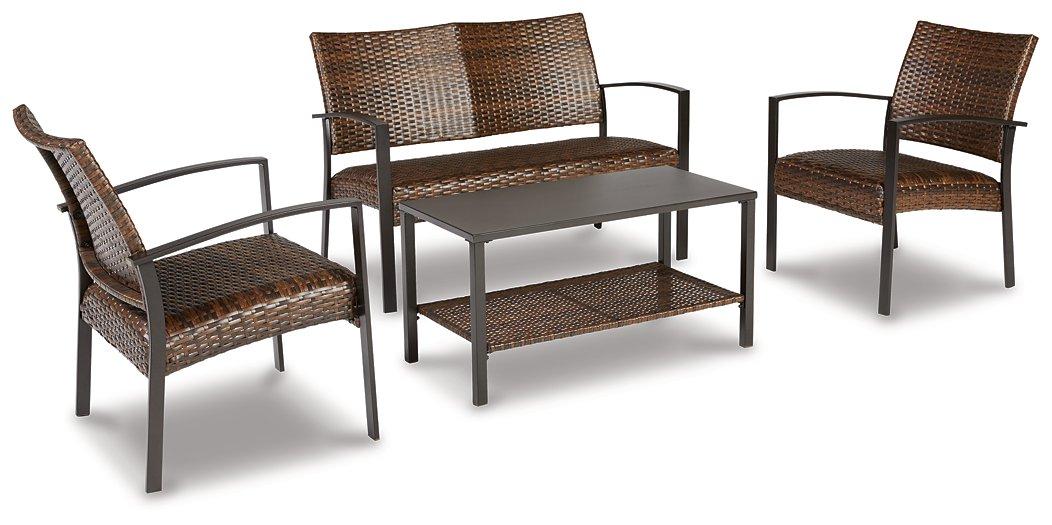 Ensemble de 4 chaises et table d'extérieur marron foncé Zariyah
