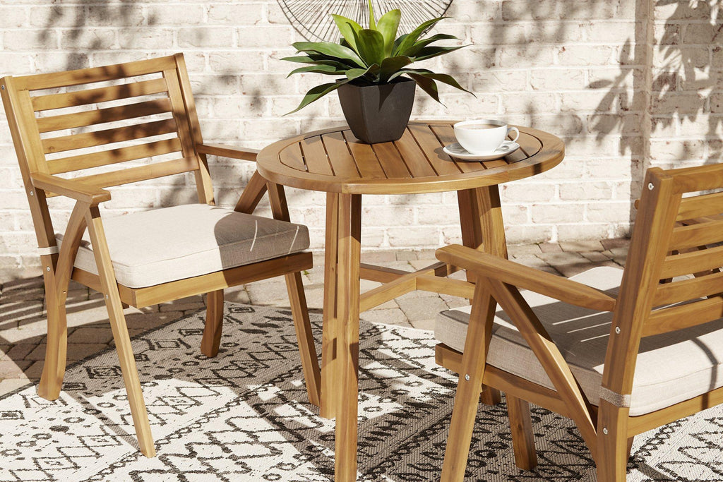 Ensemble de 3 chaises d'extérieur marron Vallerie avec table