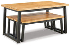 Ensemble de 3 tables à manger d'extérieur marron/noir Town Wood