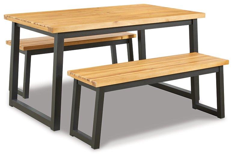 Ensemble de 3 tables à manger d'extérieur marron/noir Town Wood