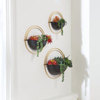 Jardinière murale Tobins finition noire/dorée (lot de 3)