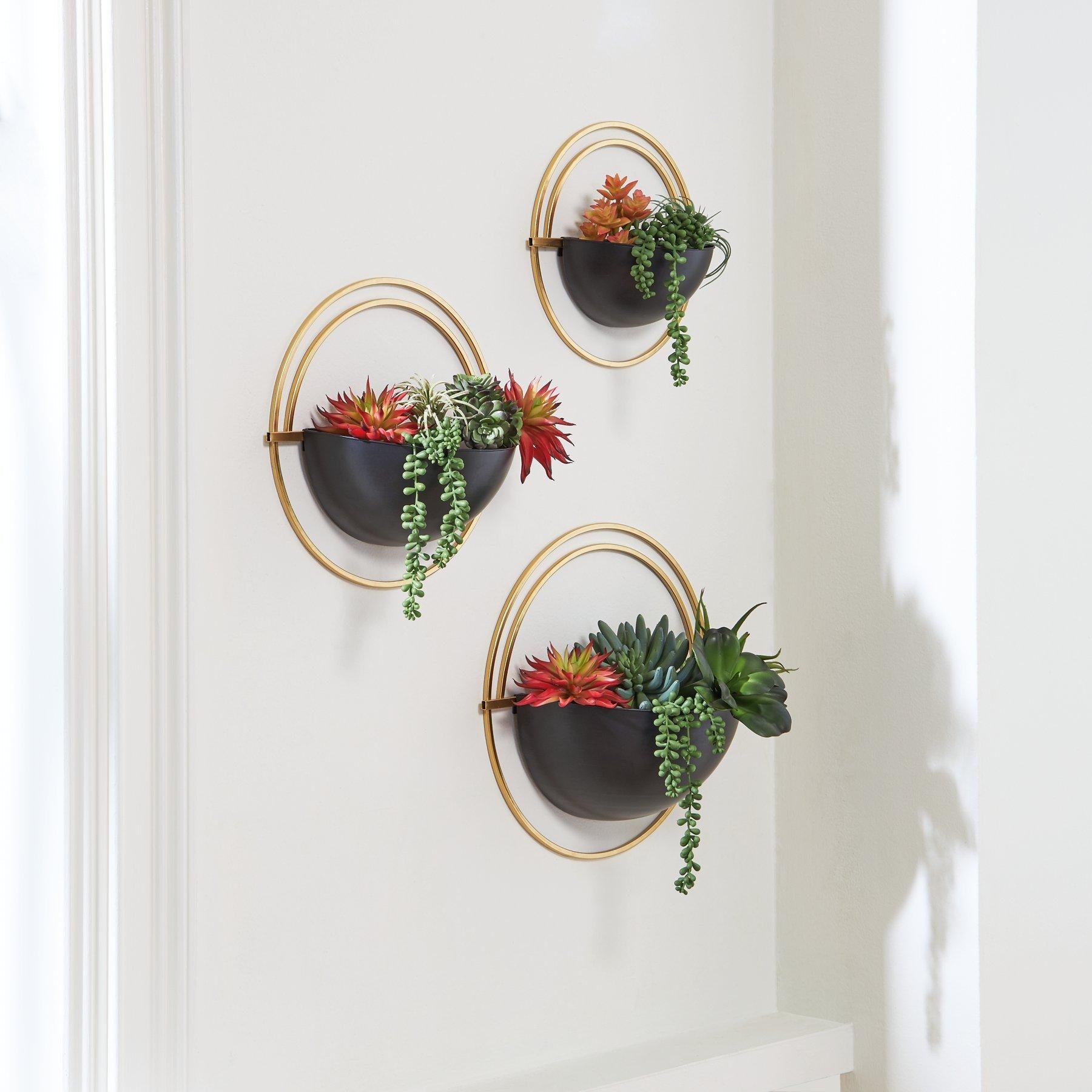 Jardinière murale Tobins finition noire/dorée (lot de 3)