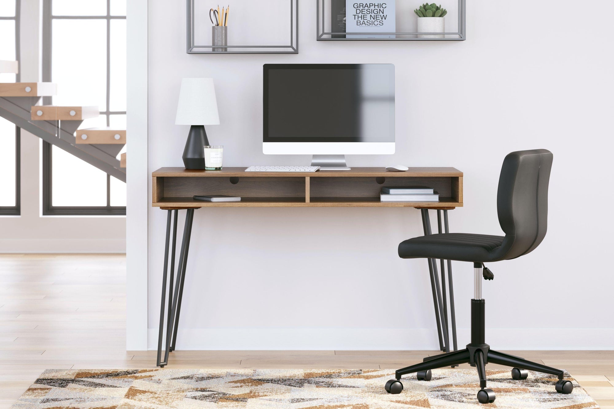 Strumford - Bureau à domicile avec 2 rangements ouverts