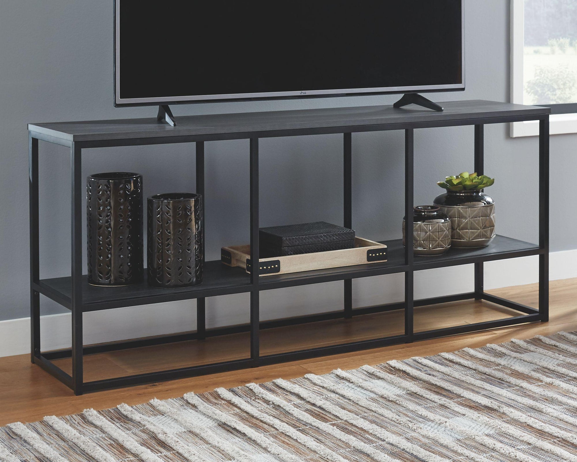 Yarlow - Meuble TV extra large - Base en métal doré