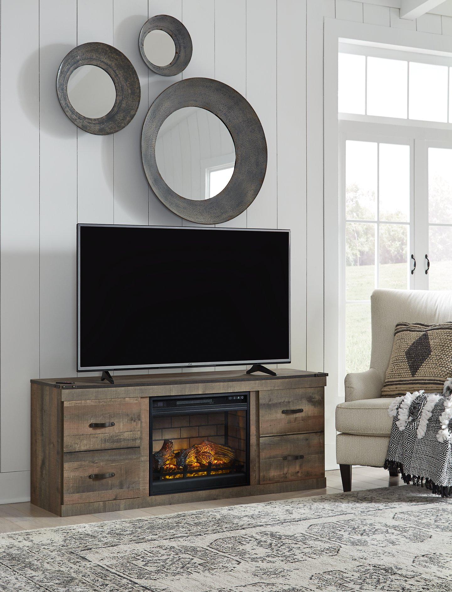 Meuble TV Trinell avec cheminée électrique