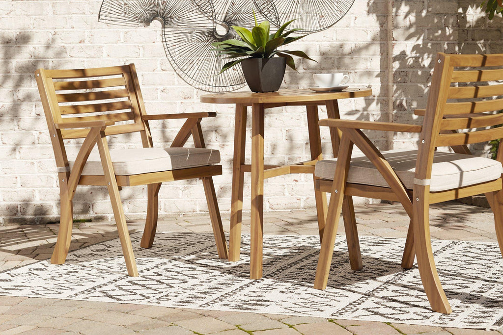 Ensemble de 3 chaises d'extérieur marron Vallerie avec table