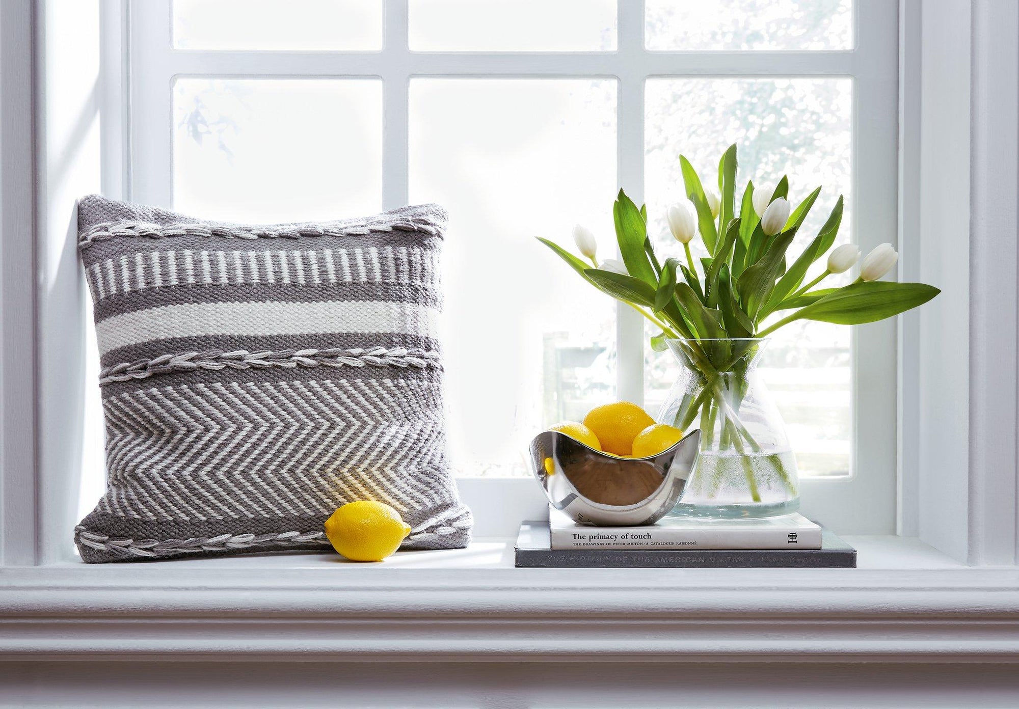 Oreiller Yarnley gris/blanc