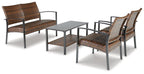 Ensemble de 4 chaises et table d'extérieur marron foncé Zariyah