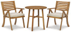 Ensemble de 3 chaises d'extérieur marron Vallerie avec table