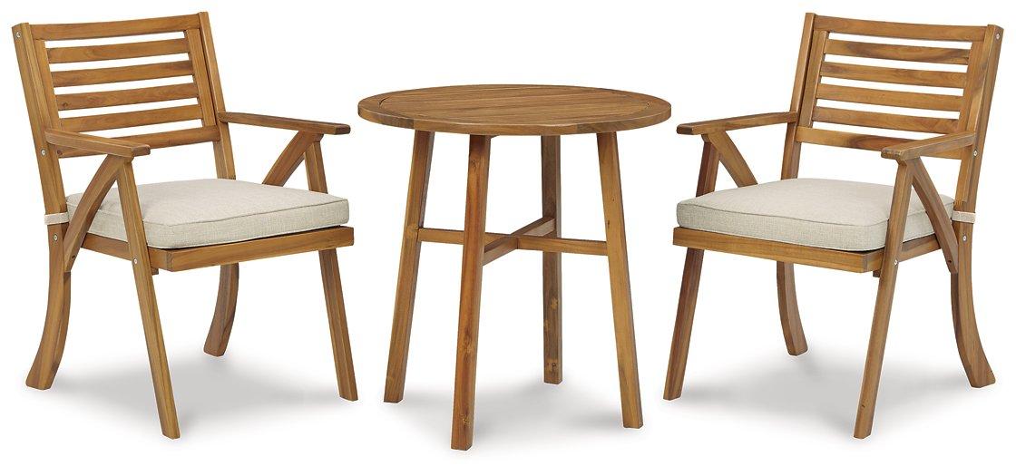 Ensemble de 3 chaises d'extérieur marron Vallerie avec table
