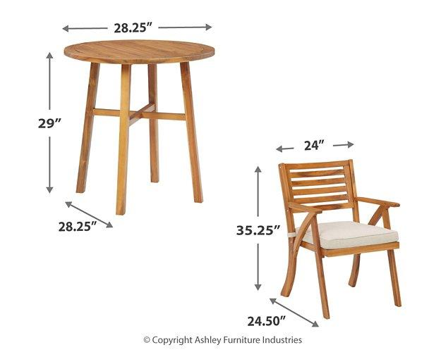 Ensemble de 3 chaises d'extérieur marron Vallerie avec table