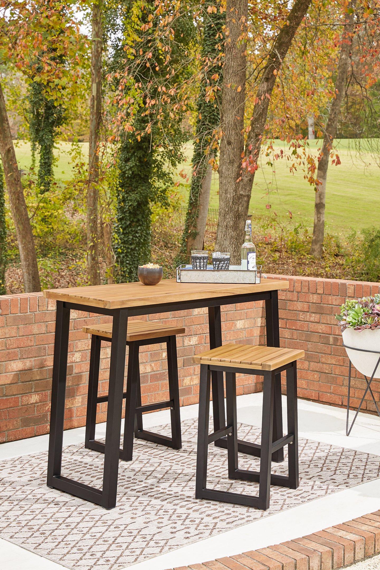 Ensemble de 3 tables de bar d'extérieur marron/noir Town Wood