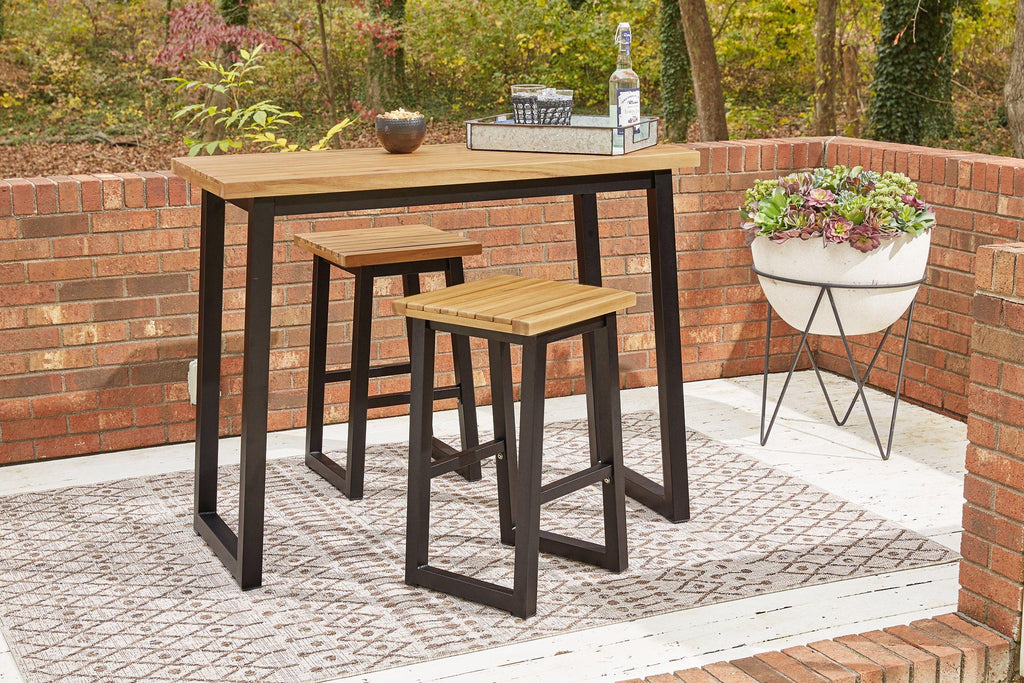 Ensemble de 3 tables de bar d'extérieur marron/noir Town Wood