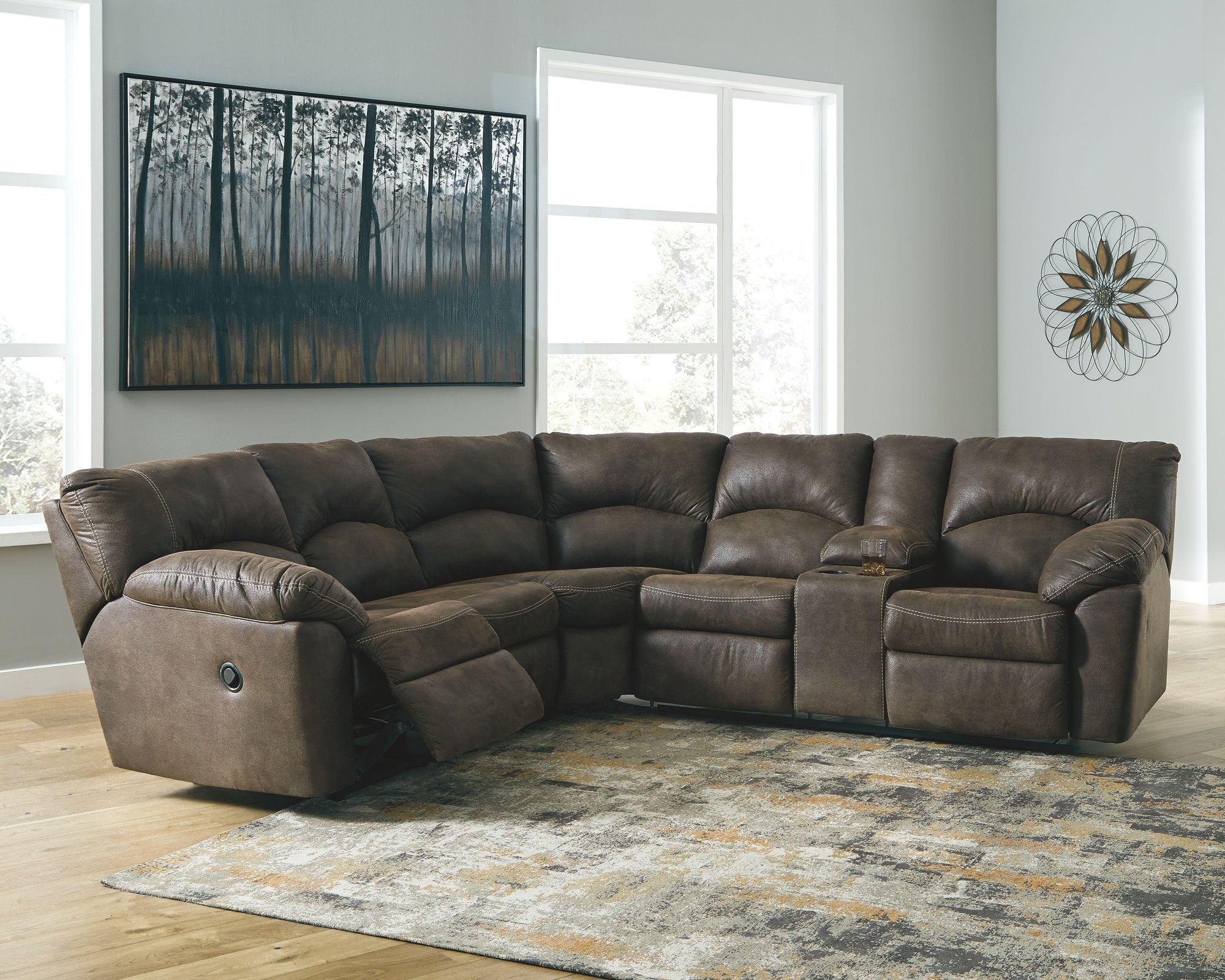 Tambo - 3 pièces - Causeuse avec accoudoir gauche, sectionnel 2 pièces, fauteuil inclinable à bascule
