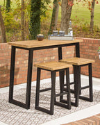 Ensemble de 3 tables de bar d'extérieur marron/noir Town Wood