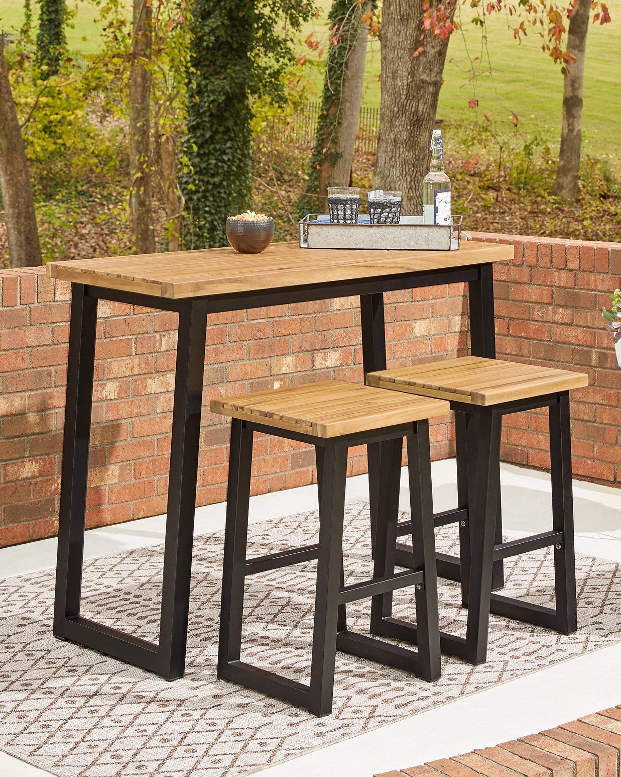 Ensemble de 3 tables de bar d'extérieur marron/noir Town Wood