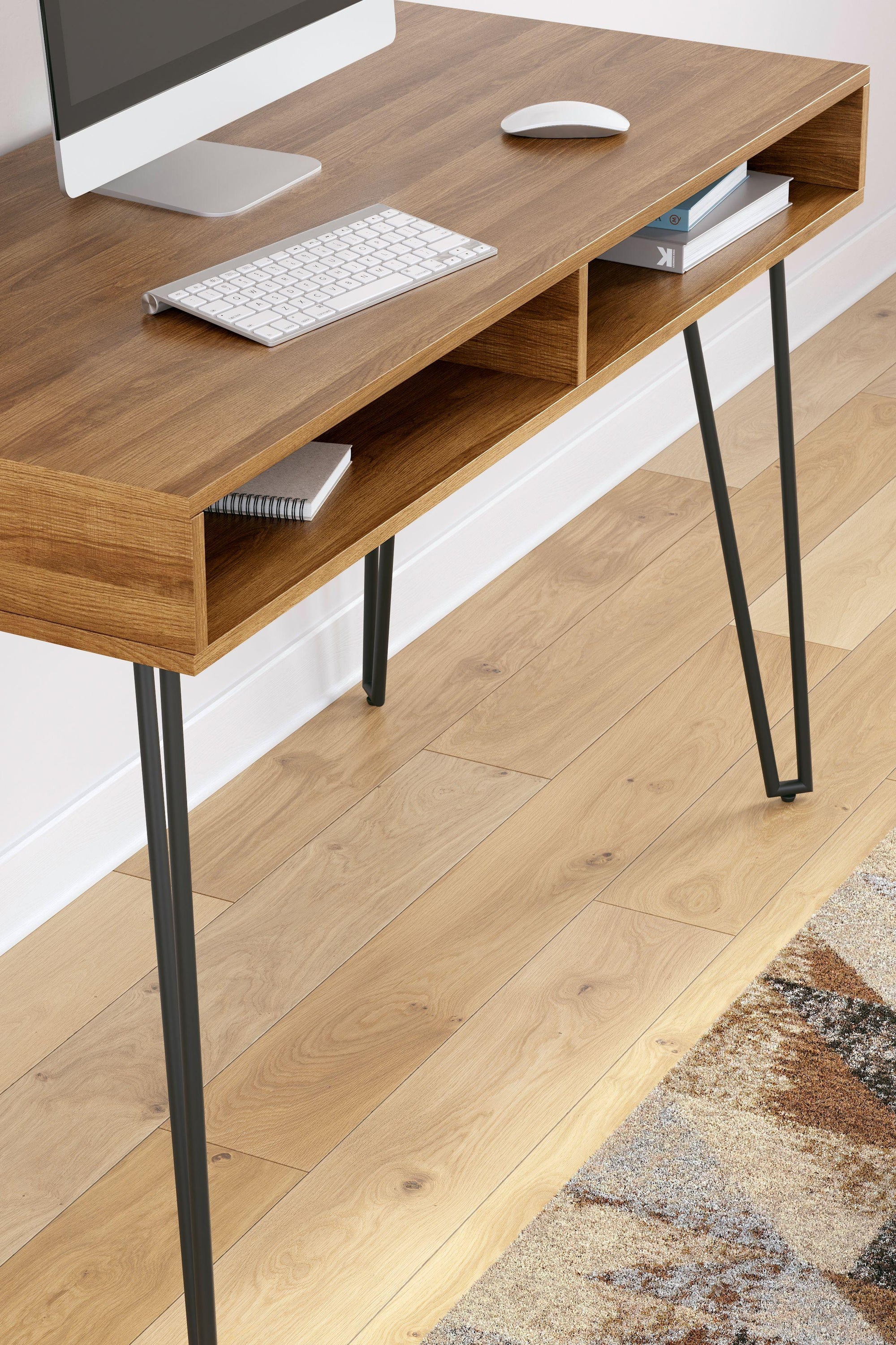 Strumford - Bureau à domicile avec 2 rangements ouverts