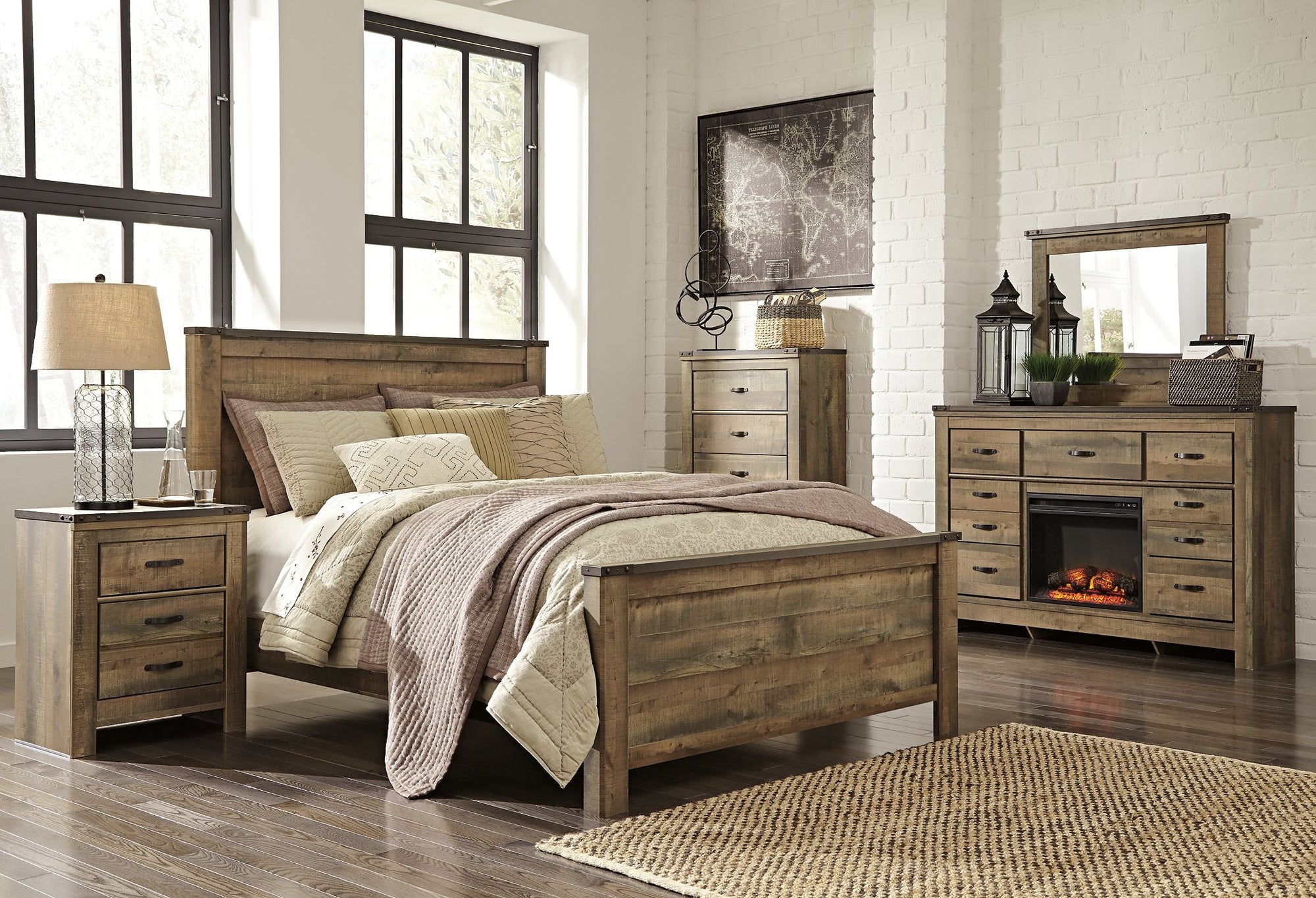Ensemble de chambre à coucher Trinell 6 pièces