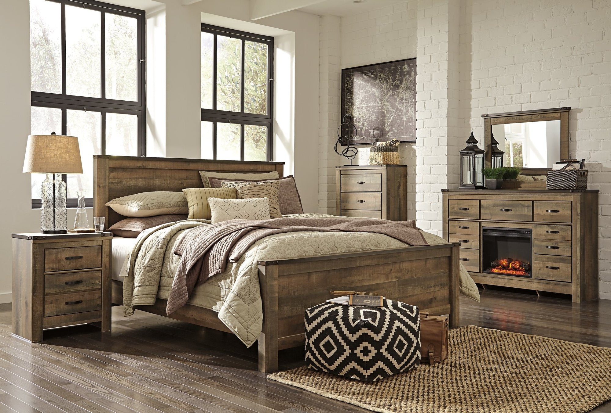 Ensemble de chambre à coucher Trinell 6 pièces