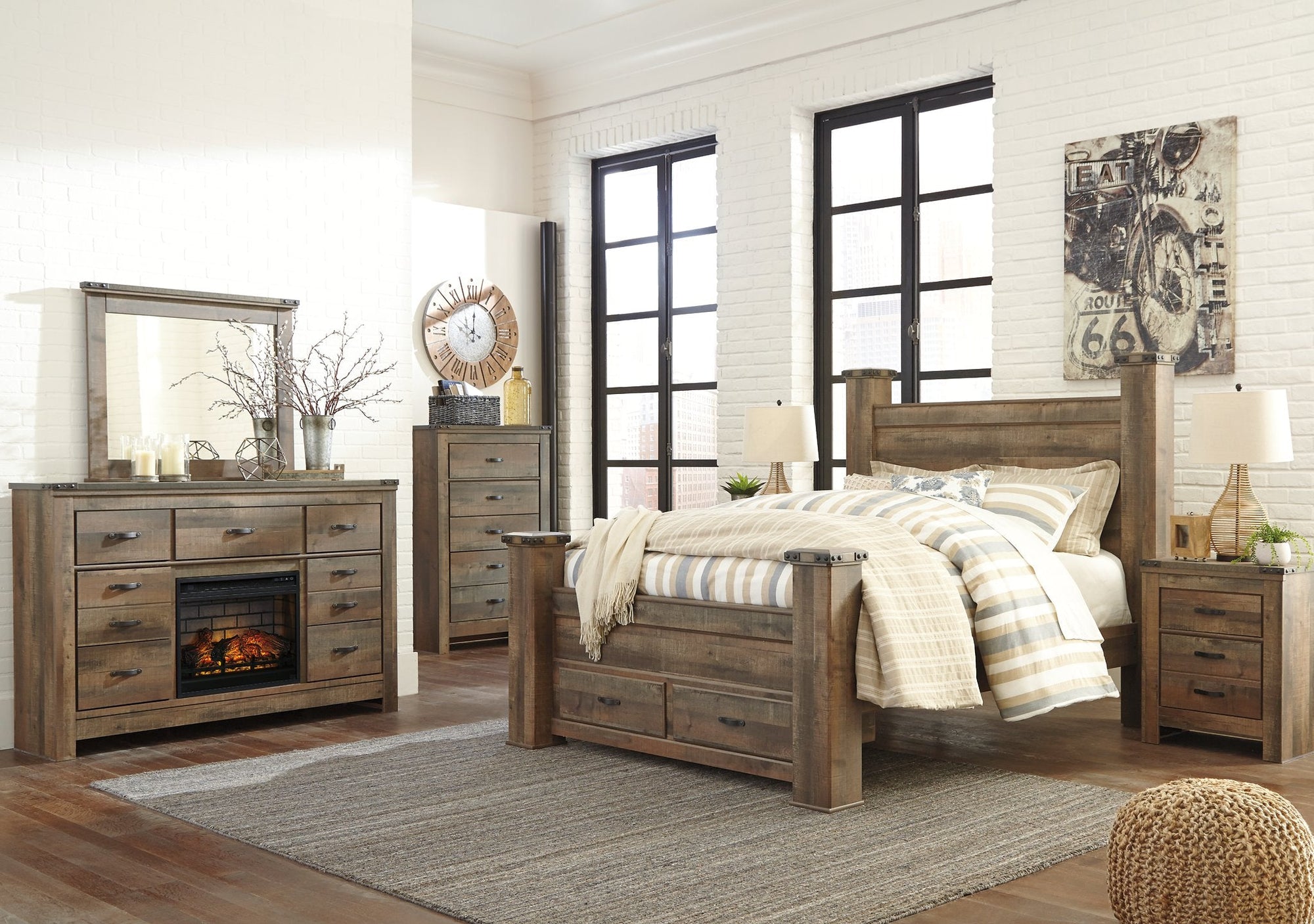 Ensemble de chambre à coucher Trinell 6 pièces