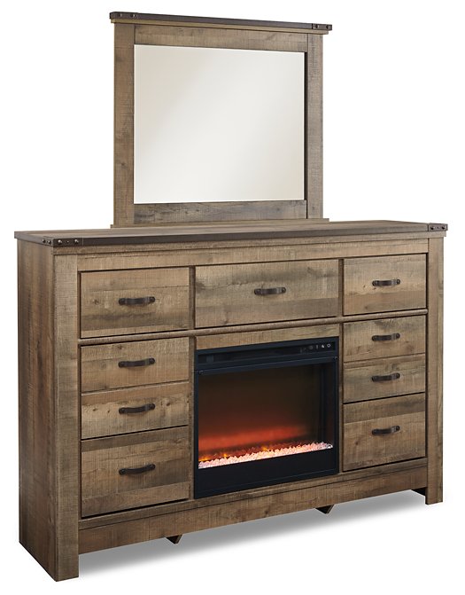 Commode et miroir Trinell avec cheminée